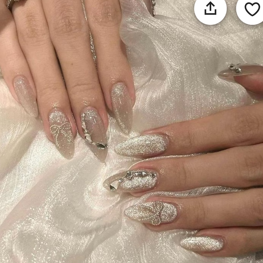 White Flash Nails And Charms Nails | Free Style Press On Nails
